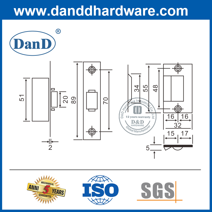 Chốt cửa lò xo bằng thép không gỉ cho cửa bên trong-DDBC003