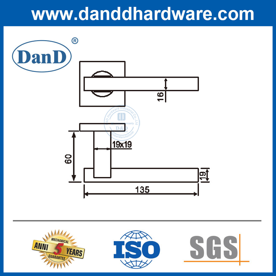 Các loại tay nắm cửa thương mại Tay nắm vuông bằng thép không gỉ cho cửa-DDTH048