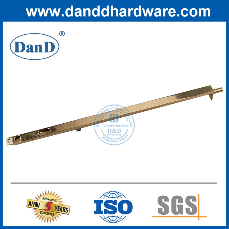 Bu lông xả bằng đồng thau 12 inch hoàn thiện bằng vàng cho cửa bên ngoài-DDDB002