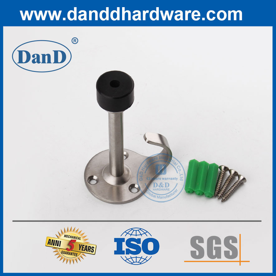 Chặn cửa cao su Chặn cửa bằng thép không gỉ Satin trên tường-DDDS017