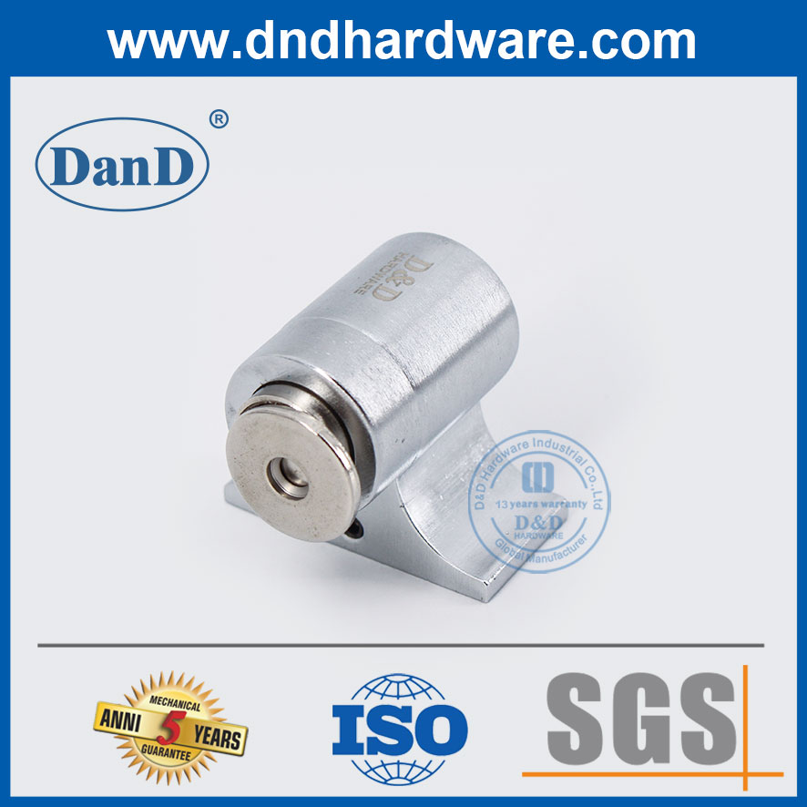 Chặn cửa gắn sàn bằng Chrome Satin Hợp kim kẽm Giá đỡ cửa từ-DDDS033