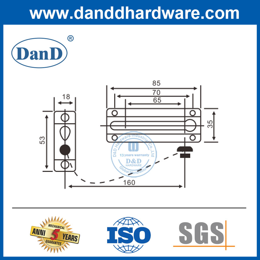 Chuỗi khóa cửa trước mạ niken Dây đồng thau để bảo mật-DDG005