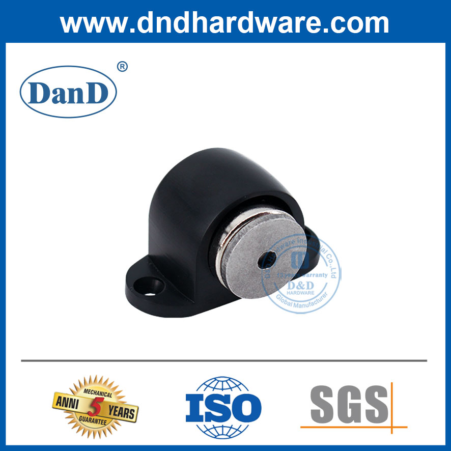 Chặn cửa gắn sàn Hợp kim kẽm Nút chặn cửa từ an toàn màu đen-DDDS031