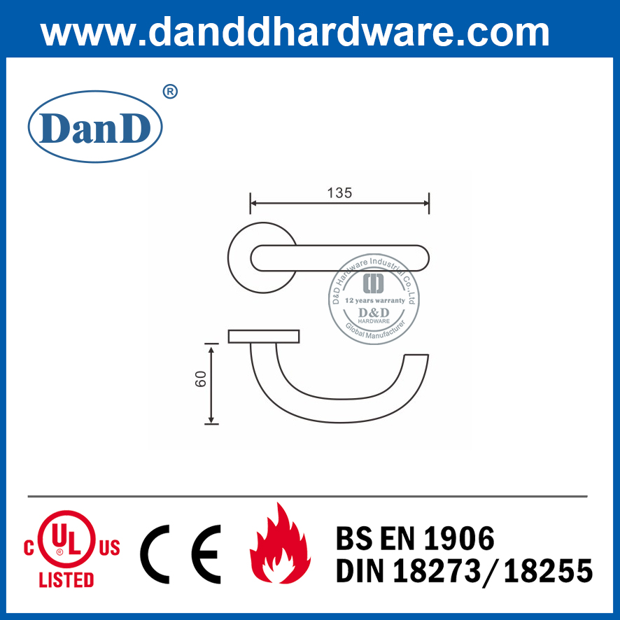 Tay nắm khóa mộng hiện đại SS304 cho cửa composite-DDTH014
