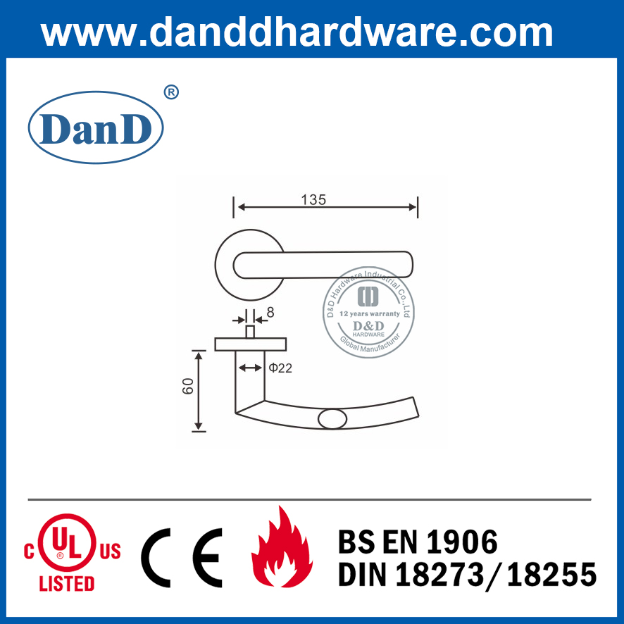 Tay nắm cửa phòng ngủ SS304 tốt nhất An ninh bảo mật-DDTH025