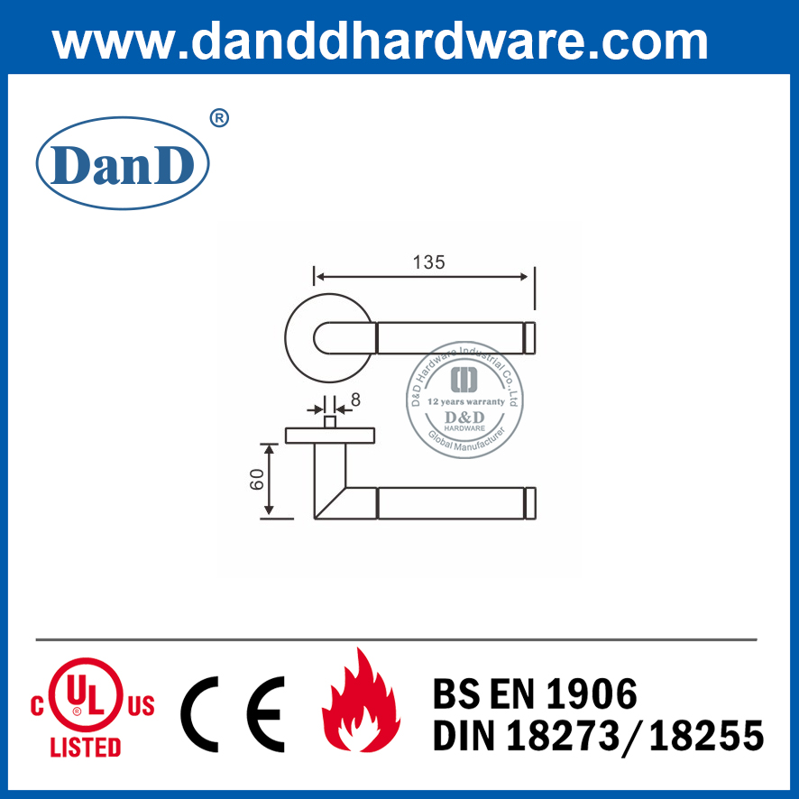 Tay nắm cửa gỗ tròn Rose SS304 lối vào thương mại-DDTH028