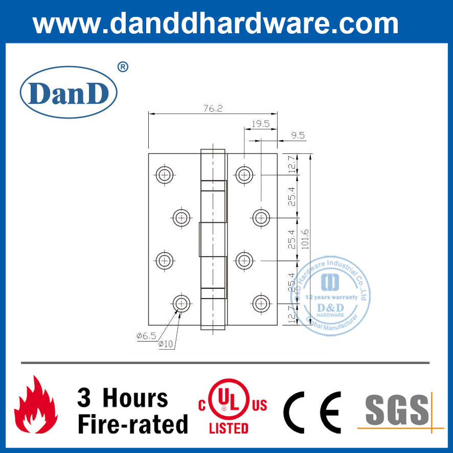 Bản lề cửa quay bằng thép không gỉ 304 4 inch cho cửa nội thất-DDSS012