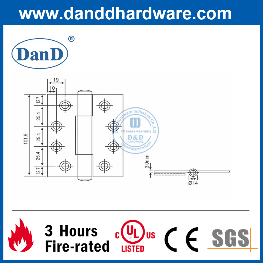 Bản Lề Cửa Gỗ 3 Knuckle Inox 201- DDSS023
