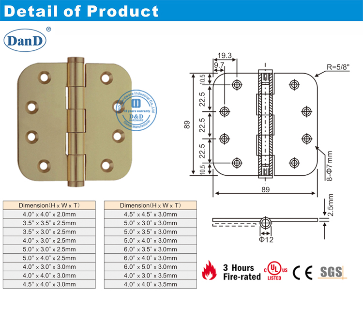 Bản lề đồng thau nguyên khối-DVàDPhần cứng