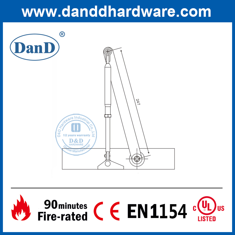 Hợp kim nhôm chất lượng cao Đóng cửa trước trên cao 180 độ-DDDC012