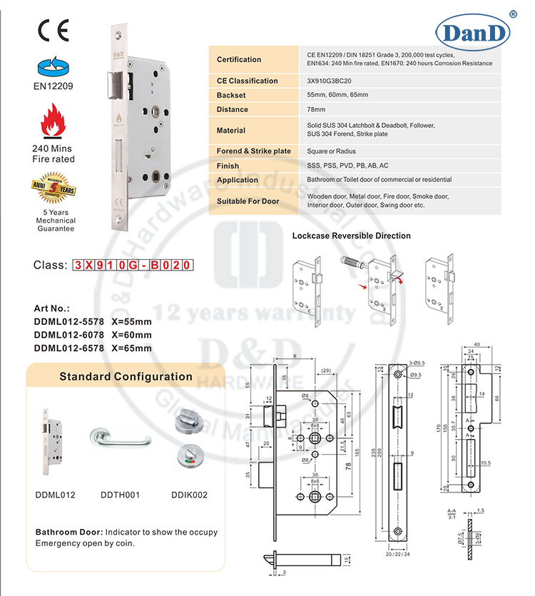 Phần cứng khóa phòng tắm-D và D
