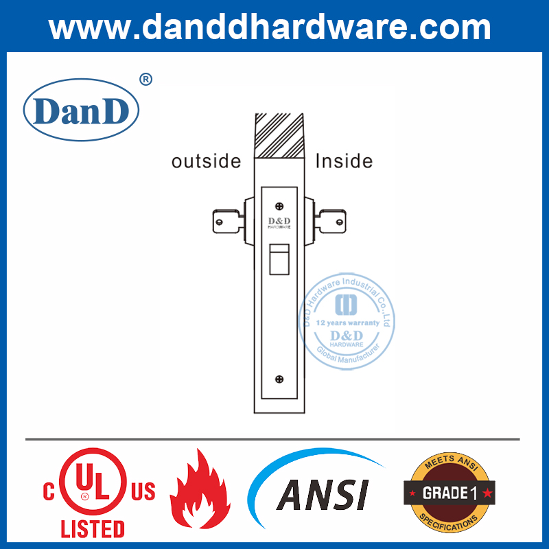 ANSI UL được liệt kê SUS304 Mortice Bế tắc với Thumbturn -DDAL17