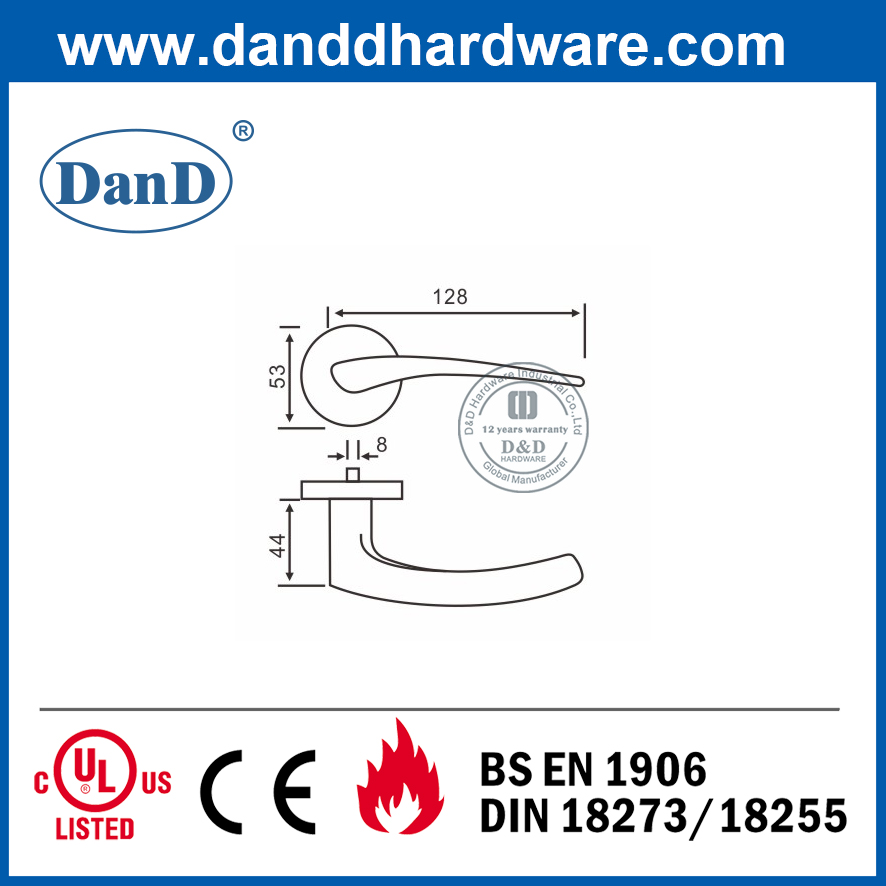 Tay nắm cửa đòn bẩy ngoài trời thương mại tròn SUS304 Rosette-DDSH013