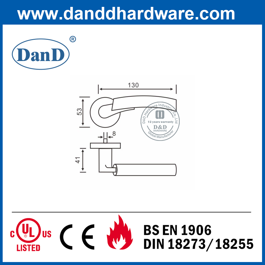 SS304 Thiết kế đơn giản hiện đại Tay nắm cửa đúc nguyên khối màu bạc-DDSH017