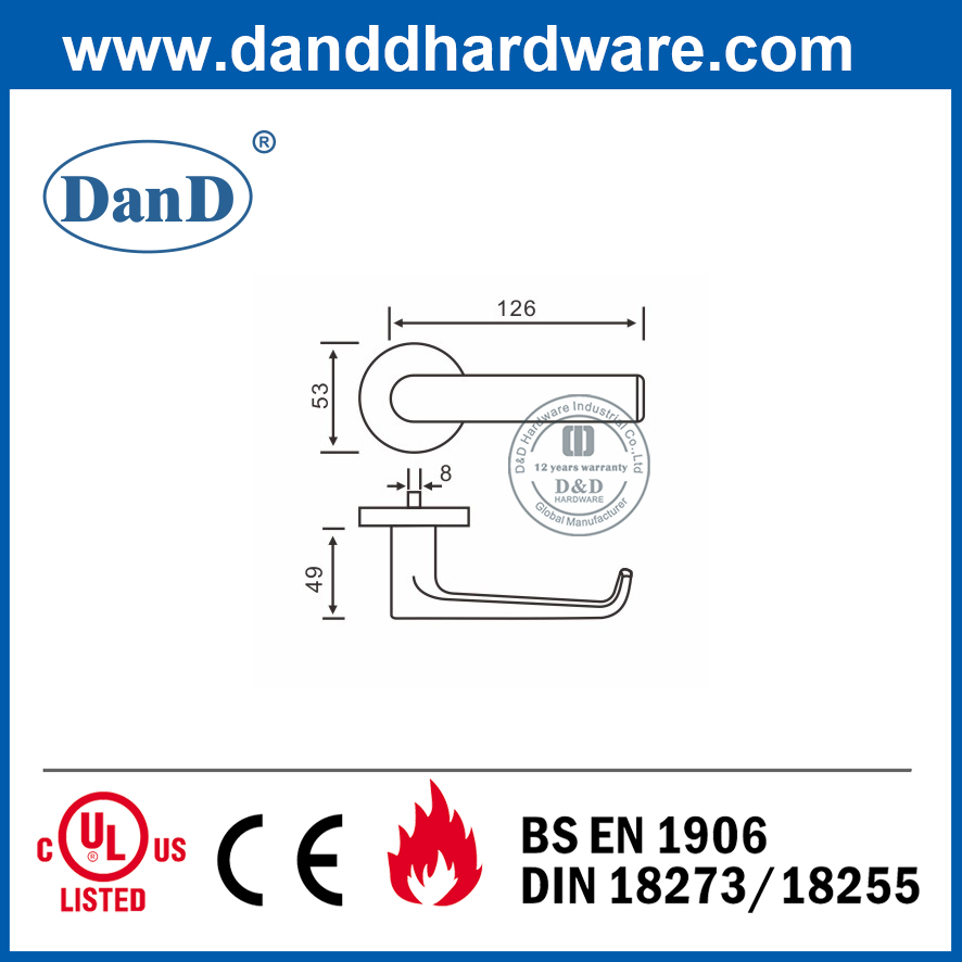 Tay nắm cửa bên ngoài đòn bẩy rắn hiện đại bằng thép không gỉ 304-DDSH036