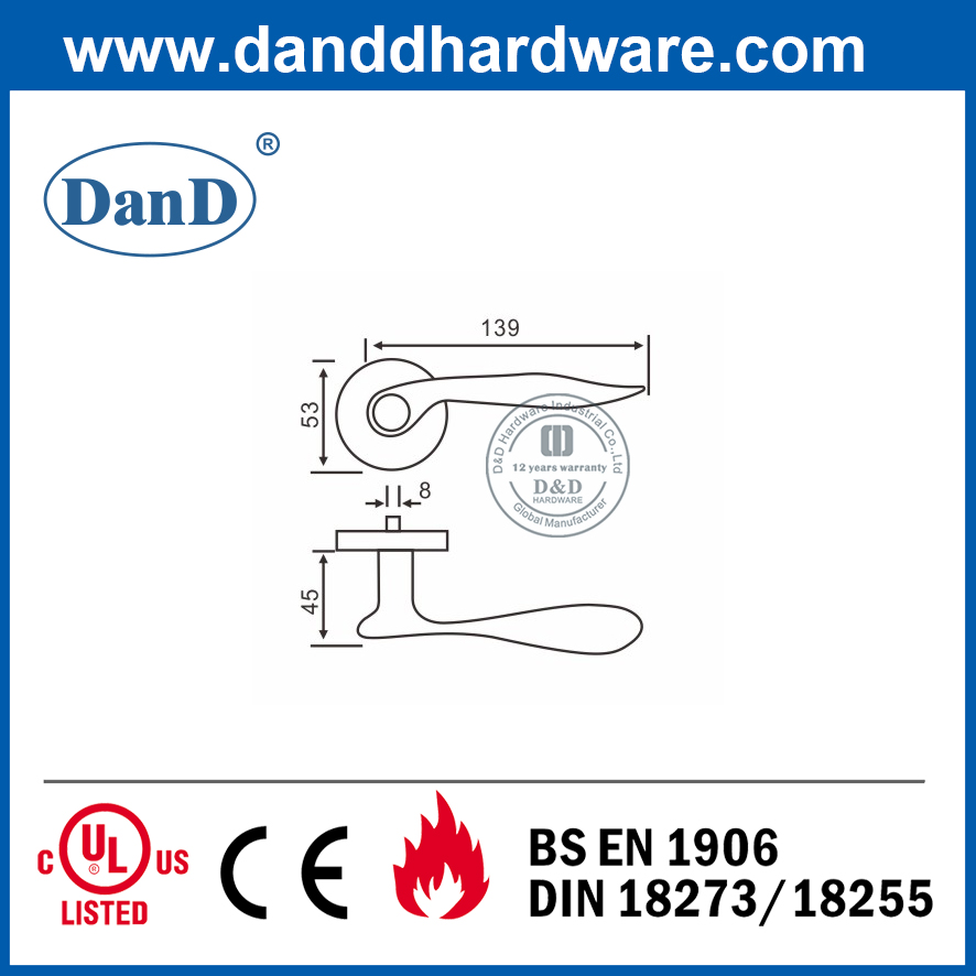 Tay nắm cửa hình đòn bẩy rắn SS304 hiện đại cho cửa nội thất-DDSH025