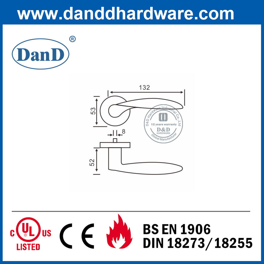 Tay nắm cửa hình hoa hồng tròn bằng thép không gỉ 304 cho cửa kim loại-DDSH026