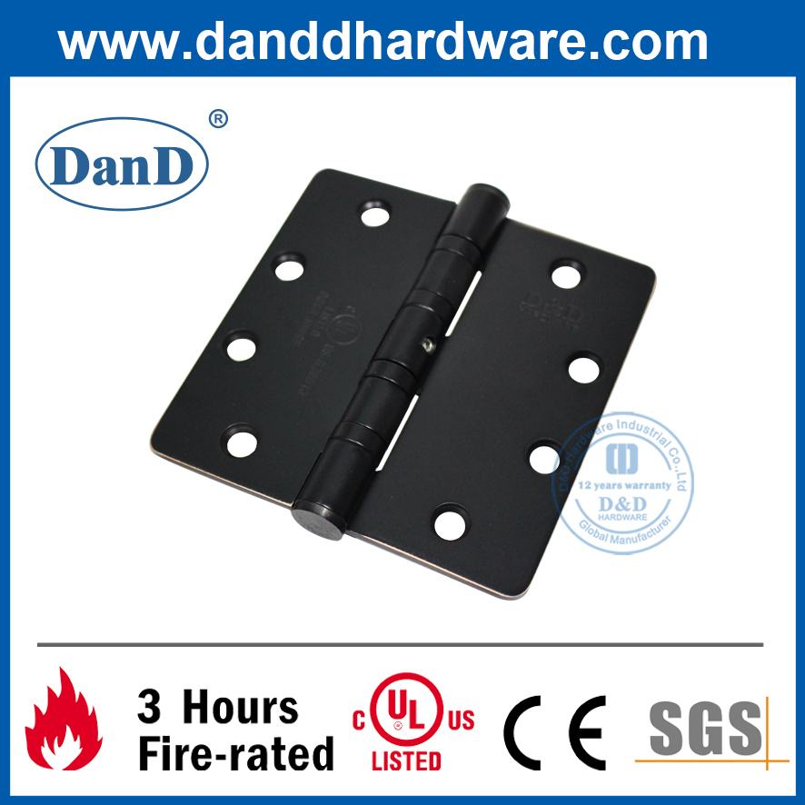 Chứng nhận UL SS304 Bản lề cửa gỗ góc tròn NRP màu đen mờ-DDSS058