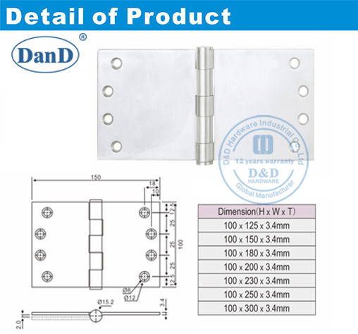Phần cứng bản lề chiếu bằng thép không gỉ-D và D