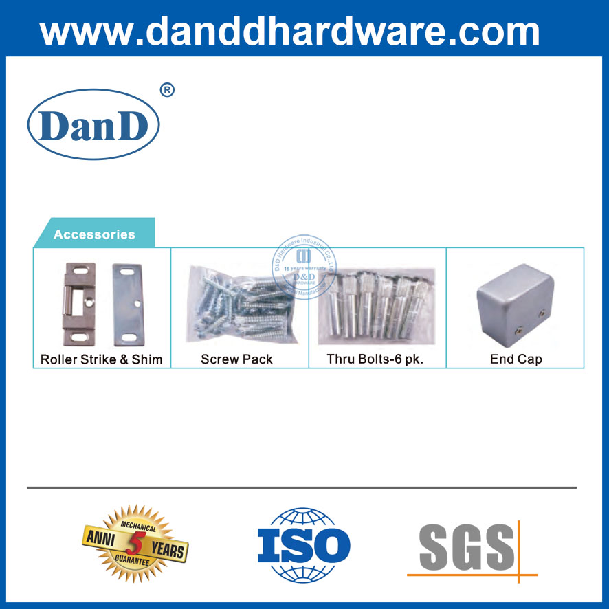 304 Thép không gỉ Panic Bar Rim Loại Nửa chiều dài Bề mặt được gắn Thiết bị thoát Panci-DDPD001