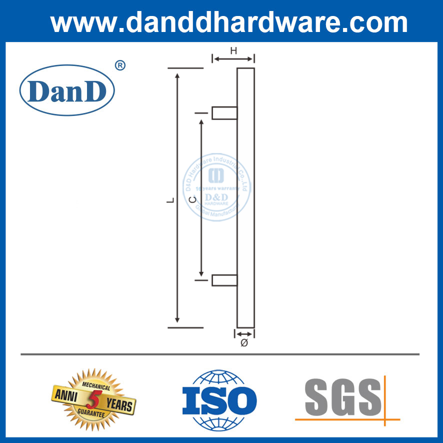 Tay nắm cửa thương mại bằng thép không gỉ Tay nắm cửa kính màu đen-DDPH001