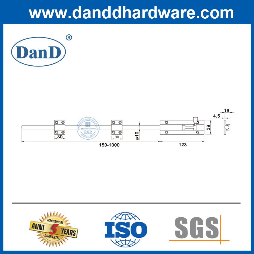 Khóa chốt thùng trượt bằng thép không gỉ Khóa chốt thùng cửa dài 1000mm-DDDB036