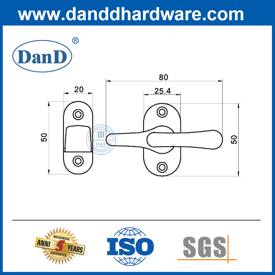 Hợp kim kẽm Bảo vệ an toàn Chốt lối vào Thép không gỉ Màn hình kim loại Bảo vệ cửa-DDDG013
