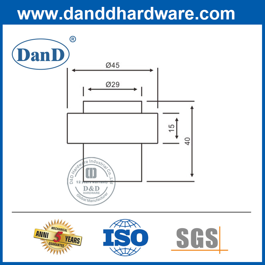 Phần cứng chặn cửa thương mại Phần cứng chặn cửa bên trong bằng thép không gỉ-DDDS007