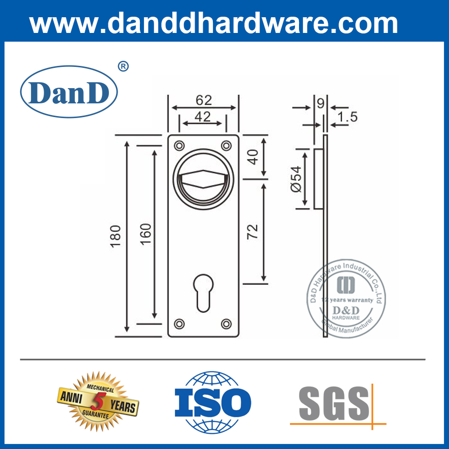 Tay cầm kéo vòng xả bằng thép không gỉ đa chức năng có Keyhole-DDFH016
