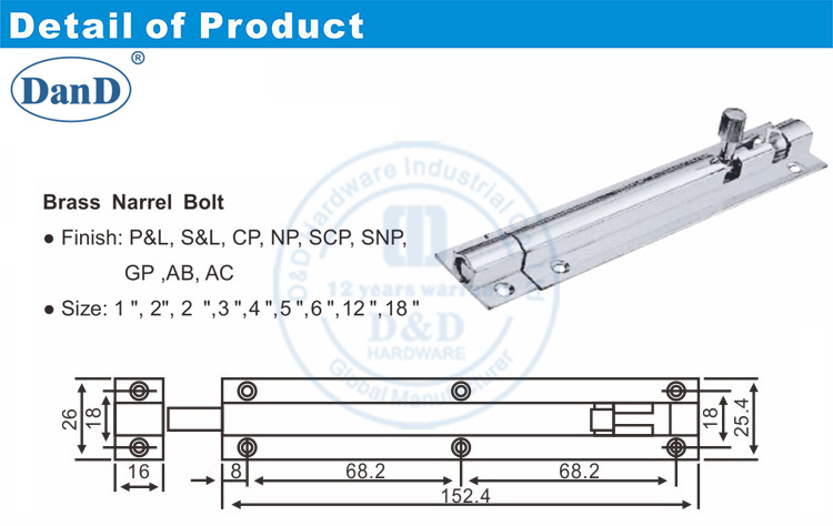 Phần cứng cửa gỗ Bolt-D v&agrave; D