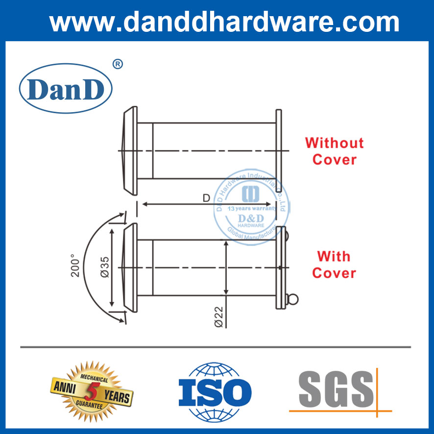 Máy xem mắt cửa hợp kim kẽm góc rộng cho cửa chính bên ngoài-DDDV006
