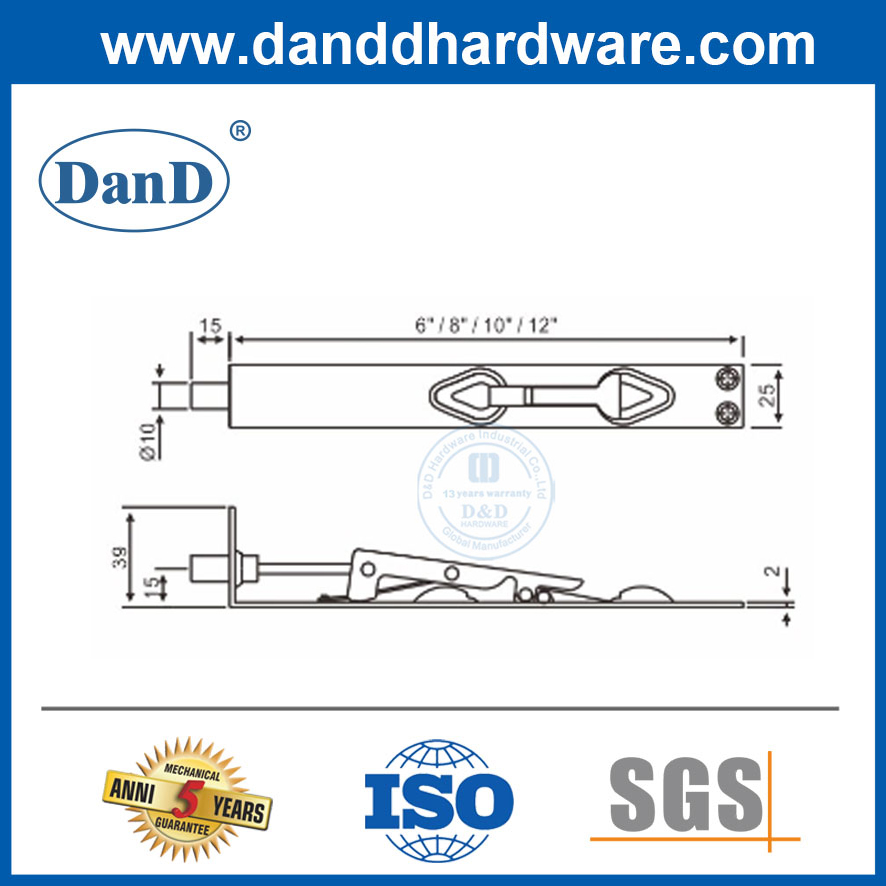 Cửa gỗ An toàn Thép không gỉ Loại L Chốt cửa đứng-DDDB006