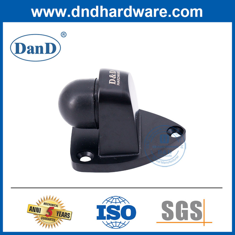 Hợp kim kẽm Chặn cửa gắn sàn Thép không gỉ Cao su giữ cửa màu đen Stopper-DDDS029-B