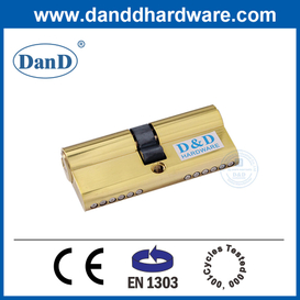 Xi lanh khóa mộng hồ sơ Euro EN1303 Xi lanh khóa cửa bằng đồng nguyên khối màu vàng-DDLC003-60mm-PB