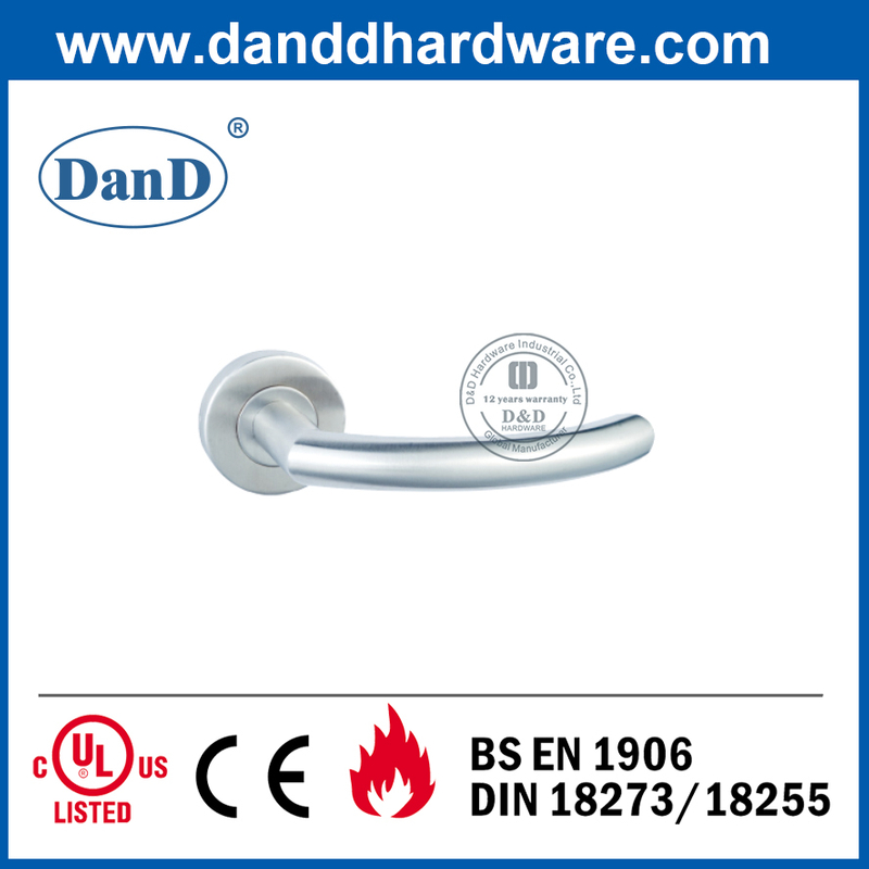 Tay nắm cửa chống cháy bằng thép không gỉ 304 CE Class 4 có hoa hồng tròn-DDTH011