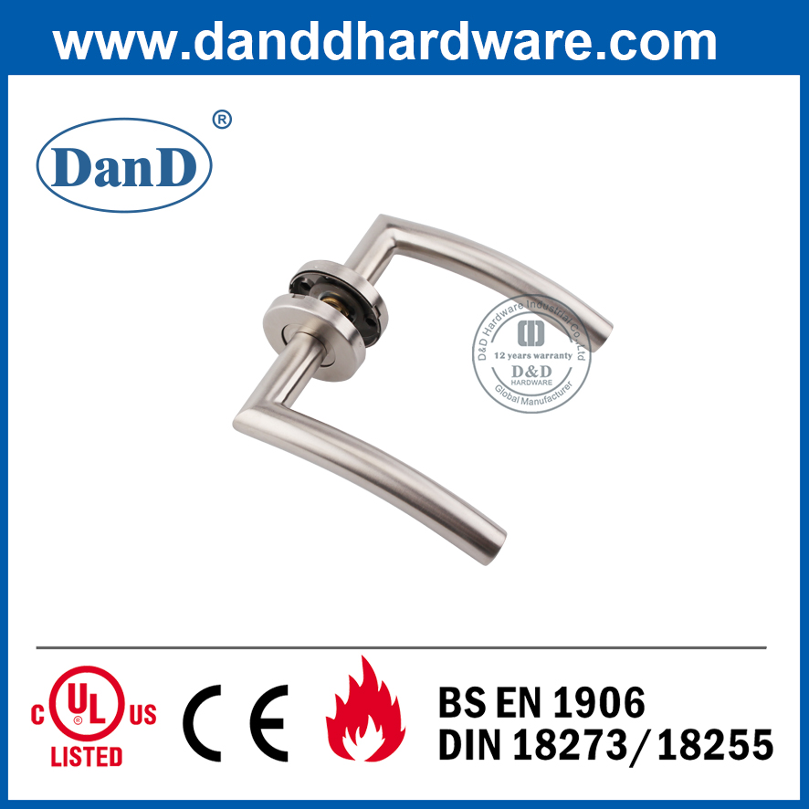 BS EN1906 SUS304 Tay cầm đòn bẩy cửa hoa hồng tròn chống cháy riêng tư-DDTH008