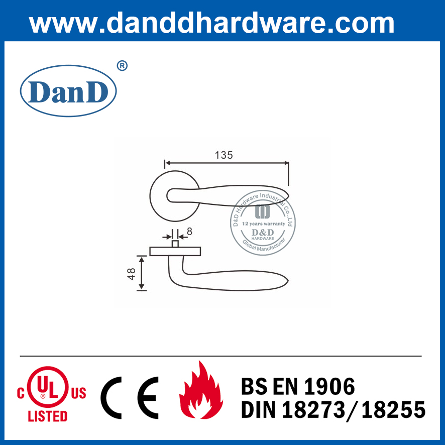 Tay nắm cửa bên ngoài đòn bẩy rỗng an toàn cấp 304 tốt nhất-DDTH036