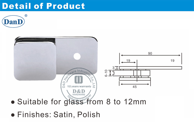 Phần cứng giữ kính phòng tắm Clip-D và D