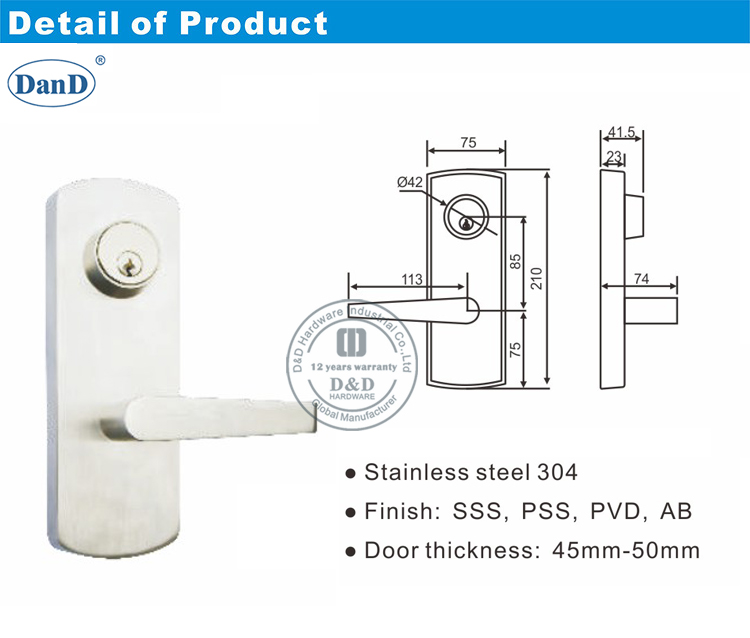 Phần cứng thoát hiểm Escutcheon Lever Trim-D và D