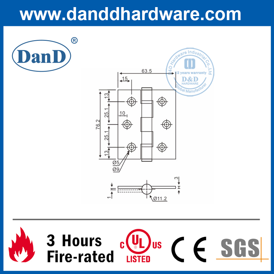 Bản lề cửa gỗ đặc biệt nhỏ bằng thép không gỉ 270 độ 316- DDSS048-B