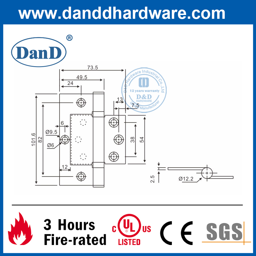 Bản Lề Cửa Bướm Inox 304 Bạc Cho Cửa Ngoài- DDSS027