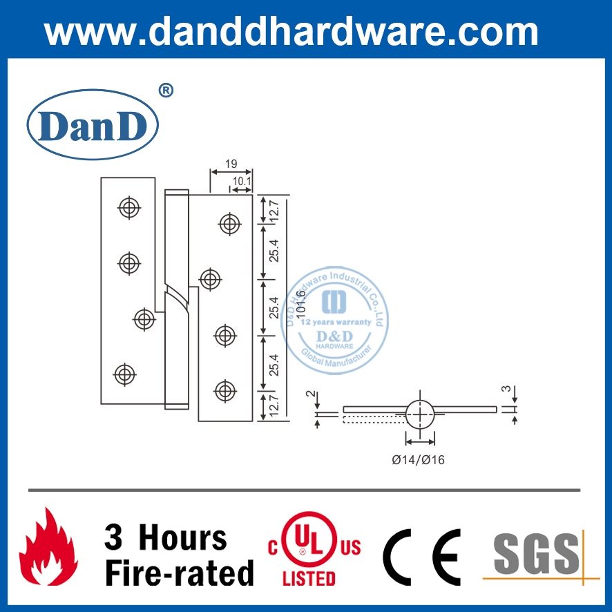 Bản lề cửa rơi nâng bằng bạc hiện đại SUS316 cho cửa kim loại- DDSS017