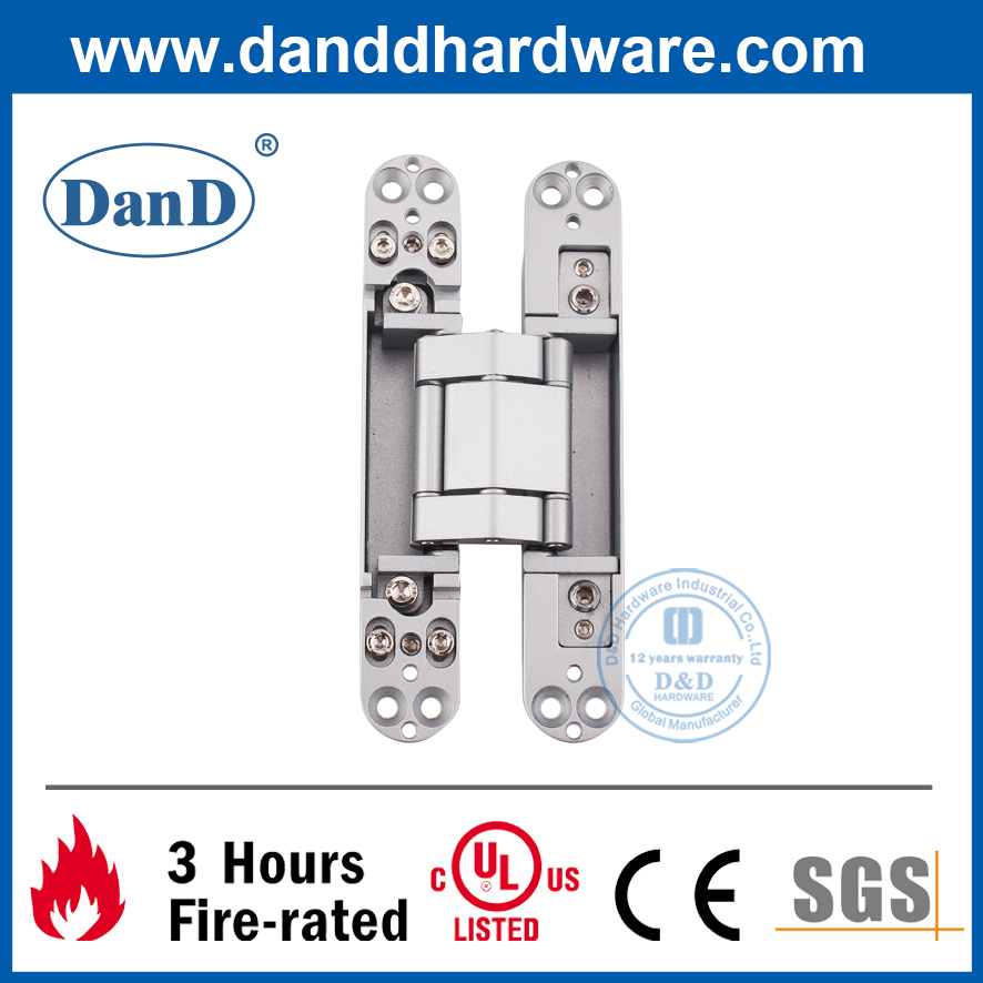 Hợp kim kẽm sơn bạc Bản lề cửa ẩn có thể điều chỉnh 3 hướng-DDCH008-G40