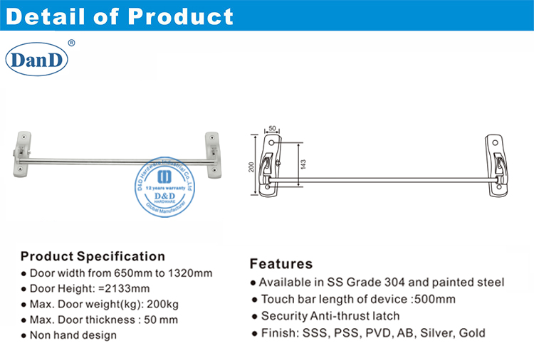 Phần cứng Panic Door Bar-D và D