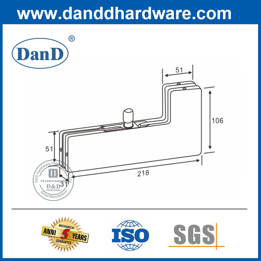 Miếng vá góc bằng thép không gỉ cho cửa kính thương mại-DDPT005