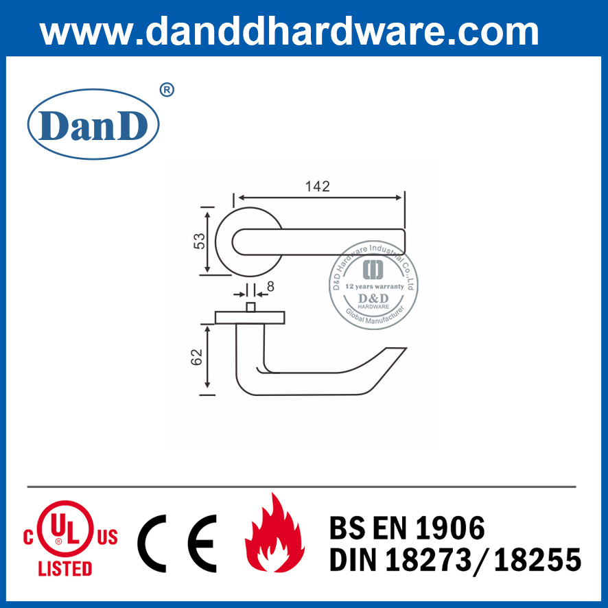 Tay nắm cửa bên ngoài có đòn bẩy rắn loại 304 tùy chỉnh cho cửa gỗ-DDSH028