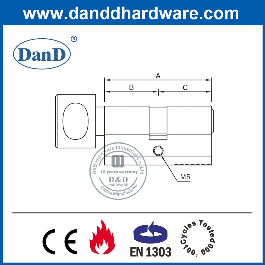 Chứng nhận CE Chìa khóa bảo mật cao bằng đồng thau và xi lanh quay- DDLC001