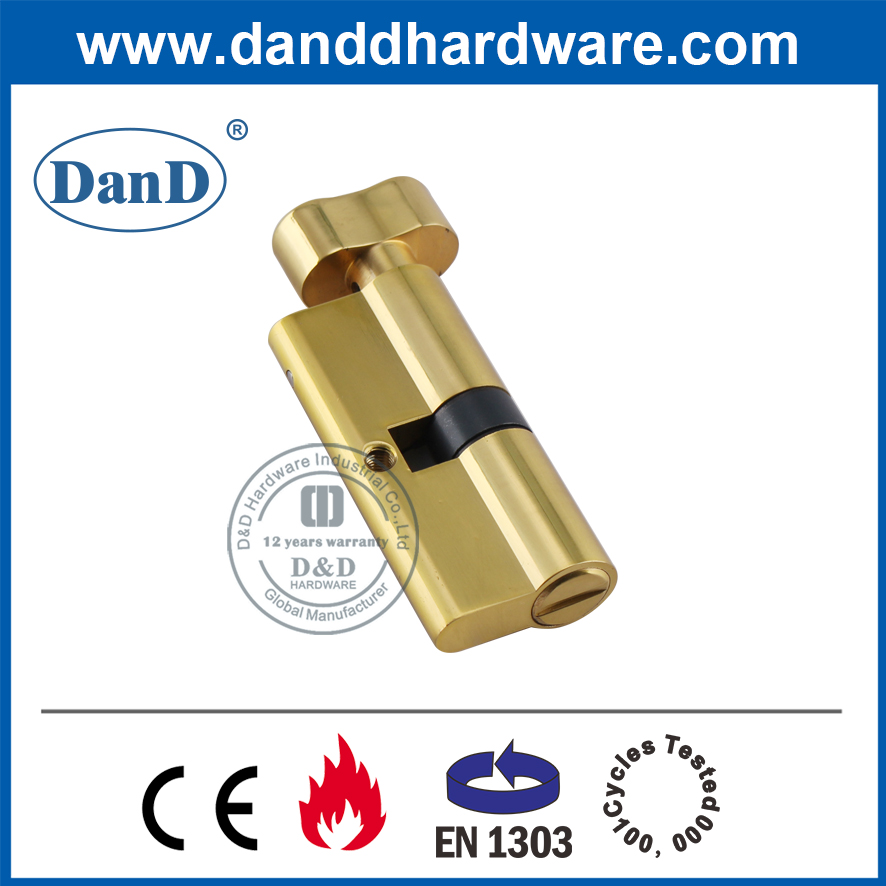 Xi lanh khóa phòng tắm bằng đồng thau được đánh bóng của Châu Âu với Thumbturn-DDLC007