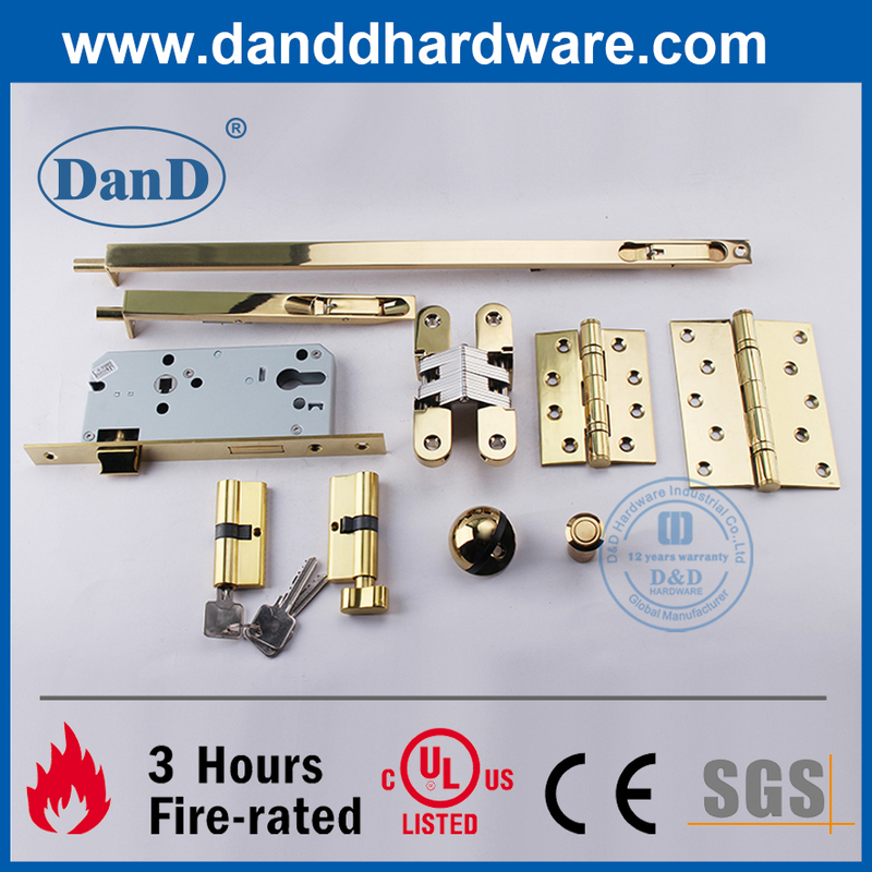 Phần cứng kiến ​​trúc bằng đồng thau được đánh bóng bằng thép không gỉ UL CE cho cửa chống cháy-DDDH004