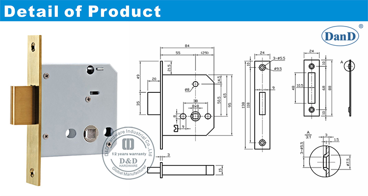 Cấp304CửaKhóaPhần cứng Body-D và D